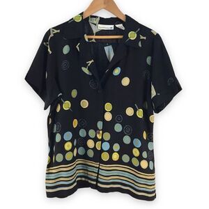 Weekend ClothesLine short sleeve martini olive print button down shirt size L